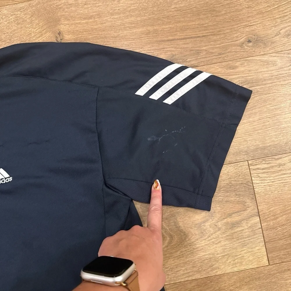 Adidas Men XL Club 3 Stripes Tennis Polo Dark Navy White Golf Short Sleeve